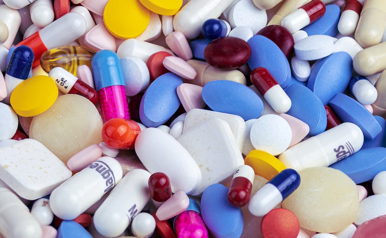 Pharmacy pills background overlay