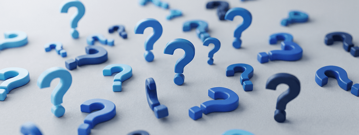 Question marks scattered on background